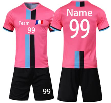 Maillot de Foot Enfant Personnalisé Adultes Hommes Femmes Avec le Nom du Logo de l'équipe (rose)