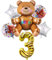 DIWULI Bären Luftballon Set 3 Jahre - Teddy-Bär Deko, Bären Deko, Zahlen-Ballon Zahl 3 XL, Bär-Ballon XL Happy Birthday Deko Folien-Ballon 3. Kinder-Geburtstag Junge Mädchen Party-Deko Geburtstagsdeko
