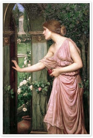 Psyche öffnet Amors Gartentor Poster von John William Waterhouse 70 x 100 cm Präraffaeliten Wanddeko