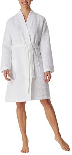 Schiesser Damen badjas wafelpique Bademantel, Weiß, L EU