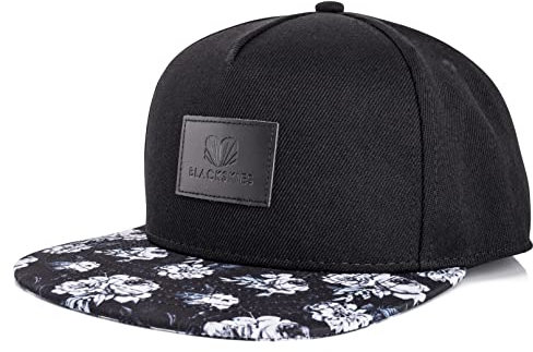 Blackskies® Black Beauty Snapback Cap | Baseball Cap Basecap Herren Damen Floral Rose Mütze Schwarz Weiß