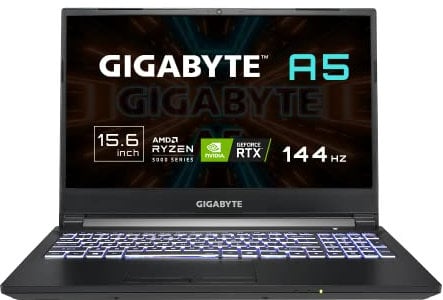 GIGABYTE A5 Gaming Laptop, AMD Ryzen 5 5600H, GeForce RTX 3060, 15.6 144Hz Display, ohne Betriebsystem (GIGABYTE A5 K1 ADE1130SD), Schwarz