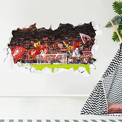 Themed Liverpool FC Wall Sticker - Stadium Kop & Flags Broken Wall Decal Football Art Mural (60cm width x 35cm height)