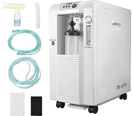 COVESY Concentratore Generatore di Ossigeno Medico, Concentratore Generatore di Ossigeno Ossigeno Regolabile dal 93% al 96% con Ruota Universale a 360° per Assistenza Domiciliare e Ospedaliera.,5L