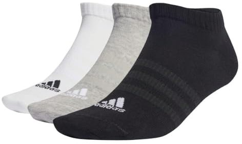 adidas Mixte Thin and Light Sportswear Low-Cut Socks 3 Pairs, Medium Grey Heather / White / Black, 10.5-12.5
