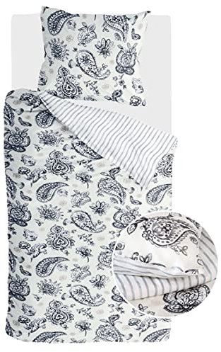 Walra Baumwollsatin Bettwäsche Kashmir Dreams weiß Paisley 135 x 200 cm
