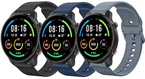 Vancle 3Pack für Xiaomi Mi Watch Armband/Xiaomi Watch S1 Armband/Xiaomi Watch S1 Active Armband,22mm Silikon Ersatzarmband Uhrenarmband für Xiaomi Mi Watch Color Sport (Schwarz/Navy blau/Blaugrau)