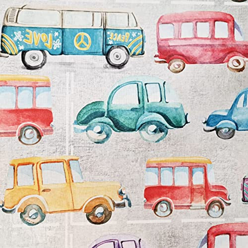 Stoff Meterware Baumwollstoff Auto Autos groß bunt Jungenstoff nostalgisch Digitaldruck Dekostoff 0,5 m