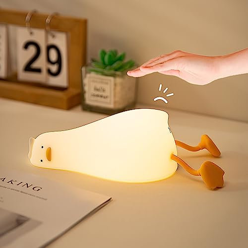 ZVO LED Veilleuse pour Enfants, Lampe de Chevet Canard avec 3 Niveaux de Lumière, Lampe de Nuit Canard avec Touch Control Timer Dimmable pour Décoration Chambre Cadeau Anniversaire(Canard)