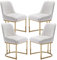 chairus Esszimmerstühle 4er Set Samt Polsterstuhl Esszimmer Küchenstühle mit Gold Metallbeinen Gepolsterte Essstühle für Küche (Weiß-4)