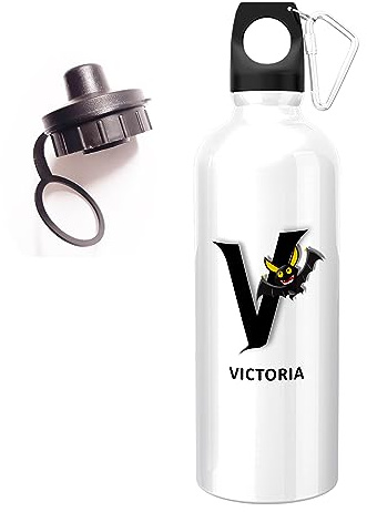 ShopQuality4U Personalised Gift 500ml Water Bottle Animal Vampire Bat Initials with Screw Cap and Carabiner