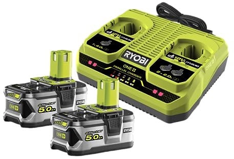 RYOBI RC18240-250 18V ONE+ Dual Port Charger & Battery Kit (2 x 5.0Ah)