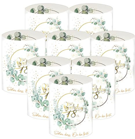 8 Stück Windlicht Tischdeko 18 Geburtstag, Tischdeko 18 Geburtstag Mädchen Junge, Schön DASS Du Da Bist, 18 Jahre Happy Birthday Tischdeko, Windlichter Tischdeko, Geeignet für Teelichter oder Kerzen