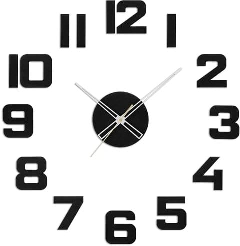 PRIM Veneer Colorino DIY Wanduhr Holz, Made in EU, Wood Wand-Deko ∅ von 600 bis 1000 mm, 3D Holz-Ziffern, Holz Wanduhr Groß XXL, Wanduhr Küche, Schlafzimmer (Schwarz)