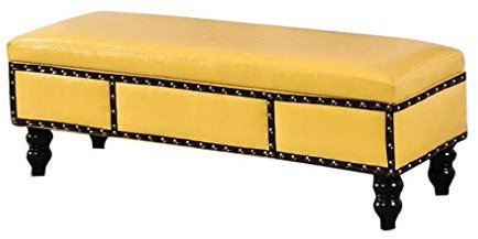 Klapphocker aus Vintage-Kunstleder, Aufbewahrungs-Fußhocker, gepolsterter Sitz, Sofa-Bank, Schlafzimmer-Betthocker, Leder