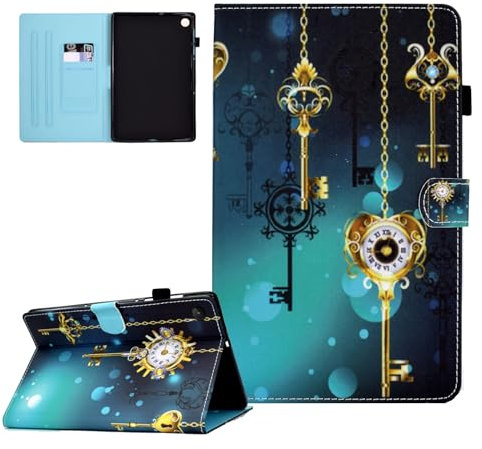 CASAFUNY Hülle für Samsung Galaxy Tab A9 8.7 Zoll 2023 (SM-X110 SM-X115), PU Leder Tablette Schützhülle mit Auto Schlaf/Wach und Stifthalter Tablet Case für Samsung Galaxy Tab A9 2023, Antike Uhr