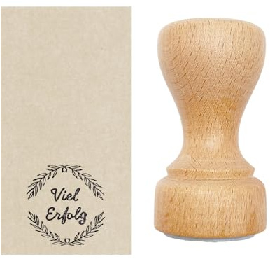 cutful handgefertigter Holzstempel mit Griff und Gravur | Ø 3 cm | 6,9 cm hoch | verschiedene Motive zur Auswahl (Viel Erfolg)