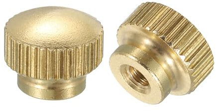 QUARKZMAN Tuercas de Pulgar Estriadas, 2 Unidades M3 x D10mm x H8mm de Latón con Cabeza Alta y Agujero Ciego con Collar, Perillas Redondas de Cabeza Alta y Agujero Ciego