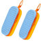 PEUTIER 2 Piezas Estuche para Gafas de Natación, Silicona Funda Protectora para Gafas de Natación Cremallera Transpirable Portátil Bolsa de Almacenamiento con Clip de Gancho (Azul Amarillo)