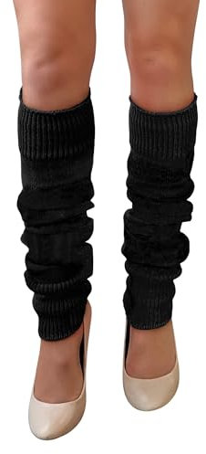 NuJake Leg Warmers In Assorted Colours 1980s Luxurious Girls Cosplay Legwarmer (Black)