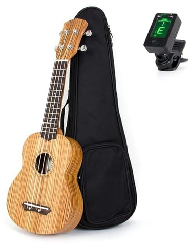 Ukulele Ukulele 21 Zoll Zebrawood Ukulele 4 Saiten Hawaii-Gitarre Mit Gigbag-Tuner
