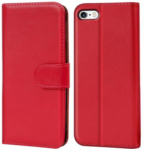CoolGadget Klapphülle für iPhone 6 / iPhone 6S, PU Leder Schutzhülle mit Kartenfächern und Aufstellfunktion, Rot