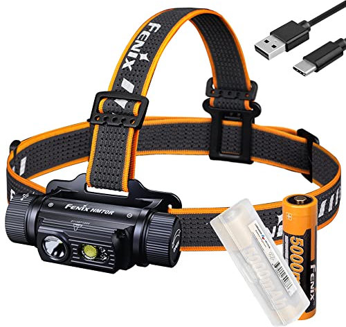 Fenix HM70R - Linterna frontal recargable USB-C de 1600 lúmenes con doble ARB-L21-5000, blanco, alto CRI y rojo LED y organizador LumenTac