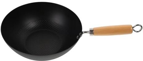 HOLIDYOYO Padella Wok in Ferro Giapponese Pentola Per Frittura e Saltatura Fondo Per Cucine Gas Ed Elettriche Design Tradizionale Resistente