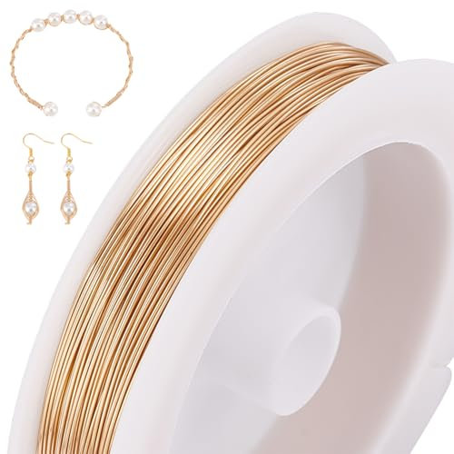 NBEADS Filo di Rame Placcato Oro 170.6K Da 18 metro, Filo per Creazione di Gioielli Calibro 26 Filo Artigianale Pieghevole Filo Morbido per Perline Filo All'Appannamento per La Creazione di Gioielli