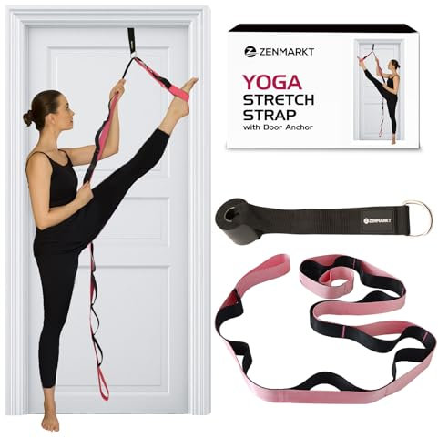 Yoga Strap with Loops and Door Anchor – Stretching Straps for Flexibility Training - Door Flexibility Trainer for All Levels – Yoga Bands for Stretching