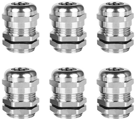 6 Stück PG7 Kabelverschraubungen, Wasserdicht Kabeldurchführung, Vernickelte Kabelstecker, Kabel Verbinder, Kabeldurchführung für 3-6,5 mm Kabelanschluss(12,5 MM Außengewinde)
