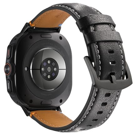 Miimall Bracelet Compatible avec Samsung Galaxy Watch Ultra 47 MM 2025/2024, Doux au Toucher Souple et Respirant Strap en Cuir Véritable pour Galaxy Watch Ultra Hommes/Femmes, Marron