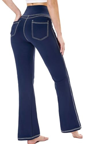 Chase Hot Bootcut Yogahose Damen, High Waist Lange Schlaghose Leggings Stretch Mit 4 Taschen Flared Jogginghose Sporthose Für Gym Fitness Alltag