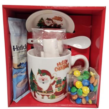 Merry Christmas Mug Gift Set with Marshmallows Horlick drink mix and chocolate festive treat for cozy holidays Hamper Ideal for gifting