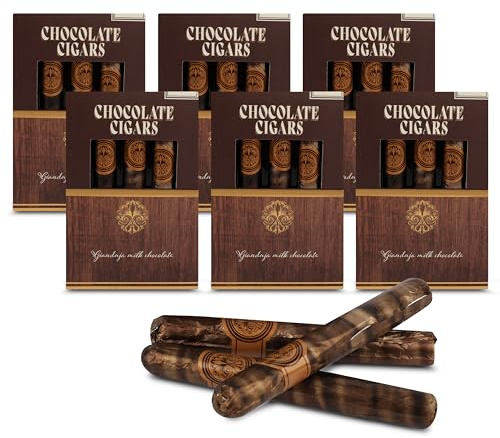 Schokoladenzigarren 6x 3er Pack - Gianduja-Haselnuss-Milchschokolade mit Vanille | Edle Schokoladen-Zigarren für Männer, perfektes Mitbringsel für Geburtstag, Hochzeiten, Feiern und Adventskalender