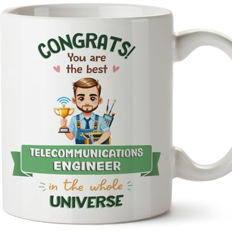 MUGFFINS Telecommunications Engineer Man Mug - in English - Best in Universe Trophy - Funny Gift for Colleagues - Ceramic 11oz Mug