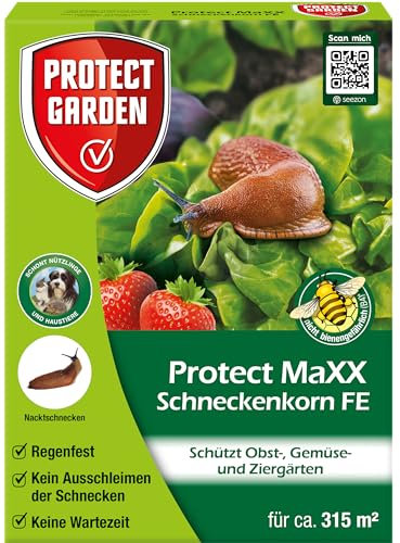 PROTECT GARDEN Protect MaXX Schneckenkorn FE, regenfest, zuverlässige Schneckenbekämpfung an Gemüse, Obst und Zierpflanzen, 1,2kg Faltschachtel für bis zu 315m²