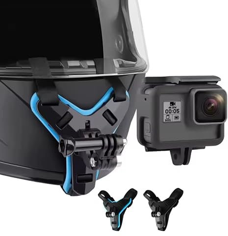 Motorrad Helmhalterung für GoPro, Einstellbare Kinnhalterung für GoPro Hero 12/11/10/9/8/7/6/5, DJI Osmo, Insta360, Rutschfestes Silikon Motorradhelm-Halterung