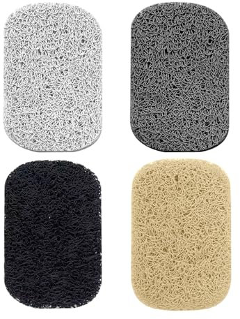 BUOKSLLY Lot de 4 porte-savon en luffa, porte-savon, antidérapant, réutilisable, respectueux de l'environnement, séchage rapide, parfait pour salle de bain, cuisine, douche