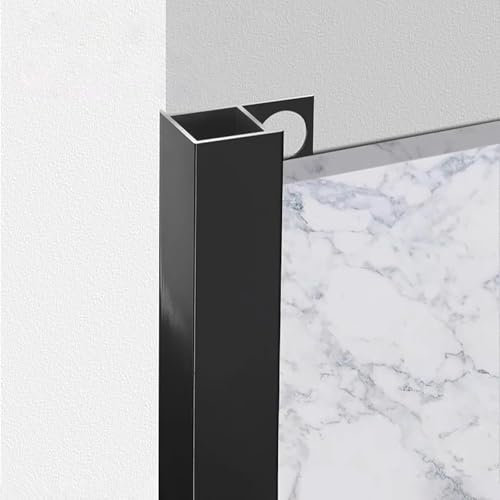 Aluminium-Fliesenschiene lang 125 cm – 2-teiliges Eckprofil, 8 mm/10 mm/12 mm/15 mm Dicke, quadratisch, eloxiert, Fliesenkantenverkleidung für den Innenbereich, Büro, Schule, Hotel