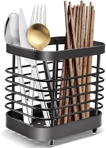 Txmyxgs Porta Posate, Mensola per Cucchiai da Cucina in Acciaio Inossidabile,Supporto Per Utensili Da Cucina Per Conservare Coltelli, Forchette,Cucchiai E Bacchette In,Nero