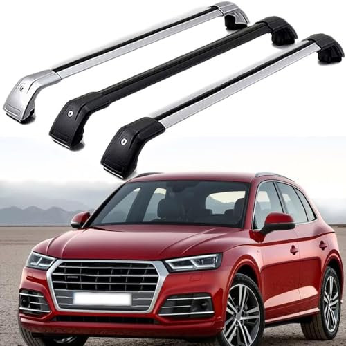 WRUHUA DachträGer RelingträGer für Q5 SQ5 2008-2016, Dachgepäckträger Aluminium AbschließBar mit Geschlossene Dachreling A Paar,Silver-1 Pair