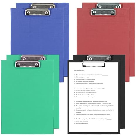 8 STK Klemmbrett A4 mit Deckel, Kunststoff Schreibbrett Klemmbretter, Klemmmappe, Clipboard A4, Schreibmappe Klemmbrettmappe für Zuhause Schule Bürobedarf(4 Farben)
