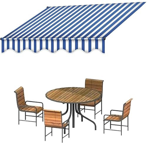 Markisen Tuch Markisenbespannung Ersatzstoffe Markisenstoffen Mit Volant Sonnenschutz Markise Canvas 3.5x2.5m Terrassenmarkise Ersatz-Bezug Balkonmarkisen Ersatz-oberbezug(Blue,3.5x2.5m/12x8ft)