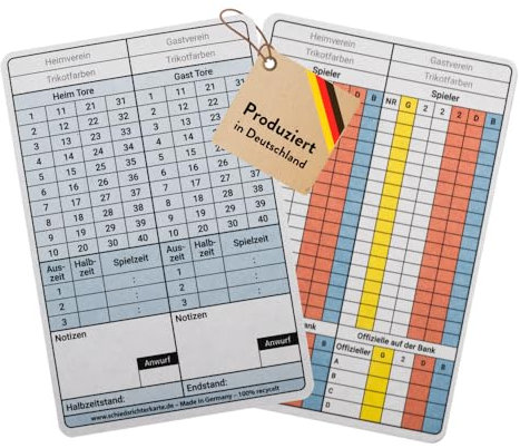 cramti - Handball Schiedsrichter Spielnotizkarte - Schiedsrichterkarten Set aus Nachhaltiger und Sozialer Produktion - Blanko Spielkarten (100 Karten)