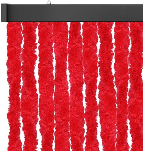 Arsvita Rideau anti-insectes, 100 x 220 cm (largeur x longueur), rouge, pour camping, terrasse, pavillon ou porte de balcon, diamètre 4 cm
