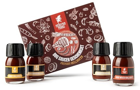 Mexican Tears BBQ Saucen Geschenkset – Rauchige Barbecue Probierbox – Geschenkidee für Männer & Frauen – Vegan & ohne Zusatzstoffe [4 x 30 ml]