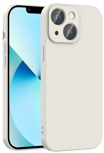 Honara Silicone Case for iPhone 13, Full Camera Protection, Slim Liquid Silicone Phone Bumper Cover, Soft Touch, Antiskid, DustProof, Shockproof, Drop-Resistant, Anti-Scratch Cases (White)