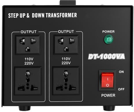 Transformateur de tension 1000 W - 110 V - 220 V - Avec fonction Step-Up/Step-Down automatique avec protection contre les surcharges pour différents appareils ménagers
