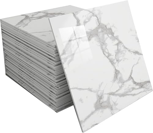 Selbstklebende Marmorfliesen, Wasserfeste Wandpaneele For Den Spritzschutz, 12x12 PVC-Paneele Und Dusche For Badezimmer, Küche, Wohnzimmer(C,60 tiles)